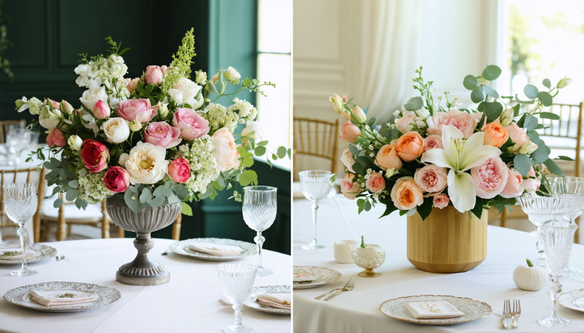 découvrez comment choisir entre l'élégance intemporelle des fleurs naturelles et la durabilité pratique des fleurs artificielles pour sublimer la décoration de votre mariage.