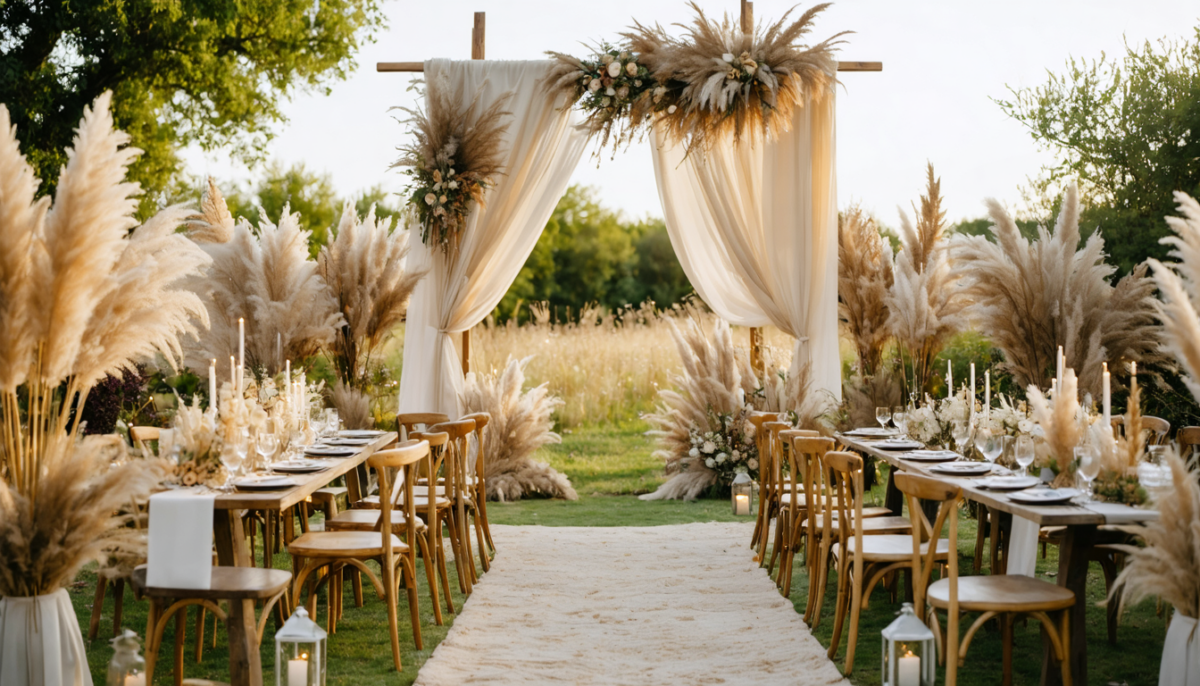 découvrez comment sublimer votre mariage avec une décoration bohème chic inspirée de la pampa pour une ambiance élégante et naturelle.