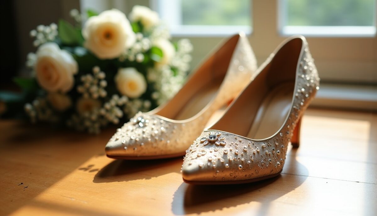Chaussures de mariée dorées : astuces pour allier élégance et confort toute la journée