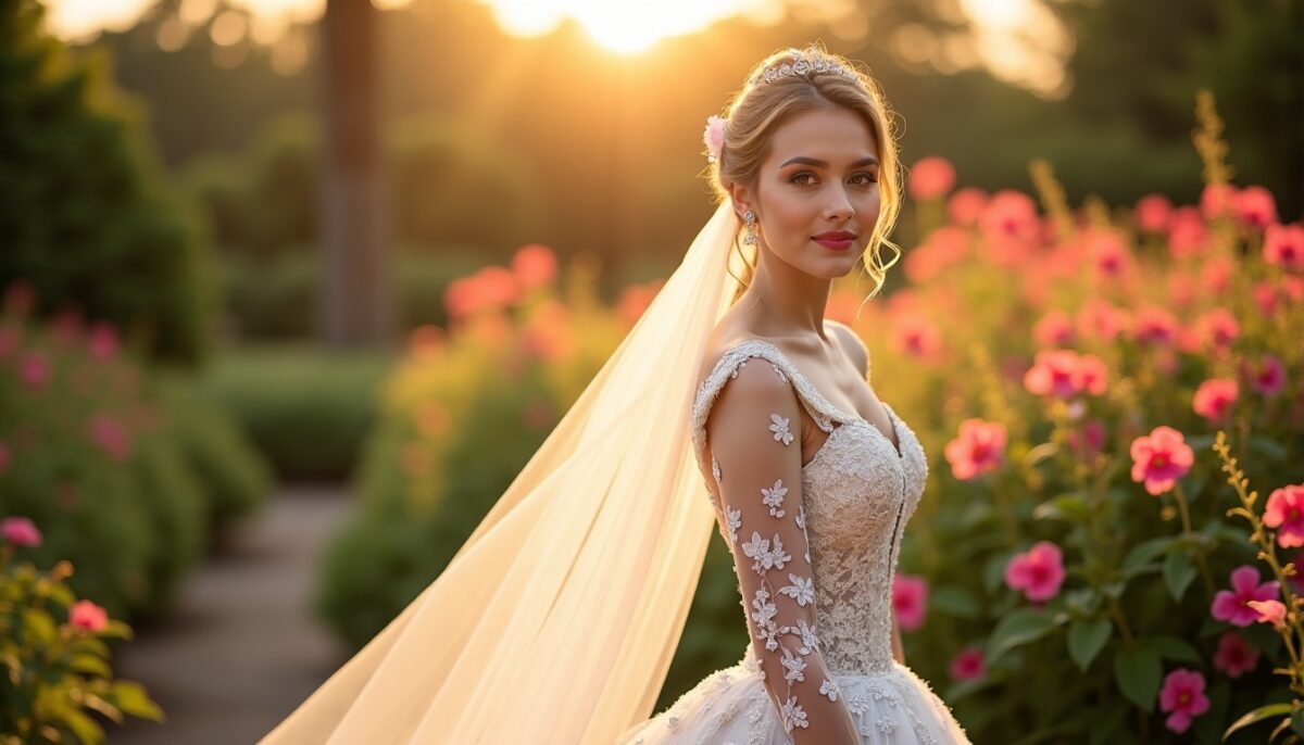 Robe de Mariée Princesse au Luxe Inégalé avec Traîne Majestueuse pour un Style Royal